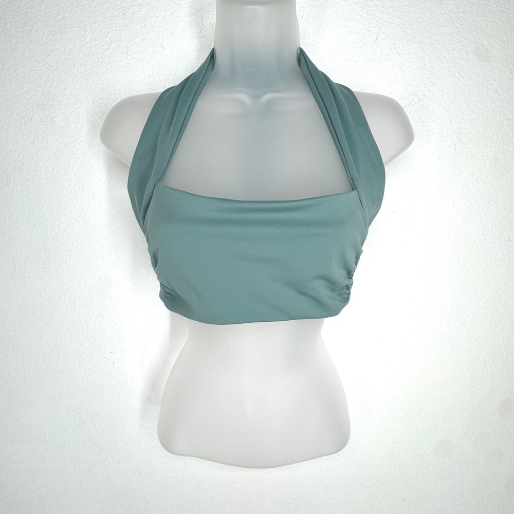 Free People Movement Halter T Back Ruched Sports Bra Green Size S Athleisure